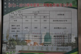 2012-2013学年度第二学期收费项目公示表